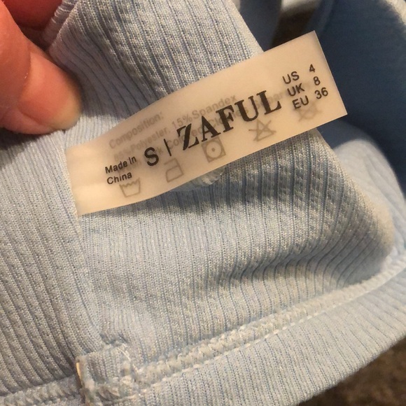 ZAFUL Brand High Cut V-wired Ribbed Bikini Set Light Blue Women's Small - Picture 6 of 6